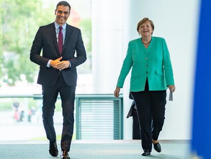 Sánchez y Merkel, este martes en Berlín.