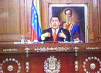Imagen tomada de la televisión de Hugo Chávez, durante su último mensaje como presidente de la nación.