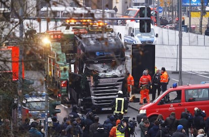 Emergency services at the scene of the attack this morning.