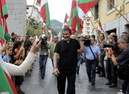 El ex portavoz de la ilegalizada Batasuna durante el acto de homenaje que se le ha dedicado en Martutene