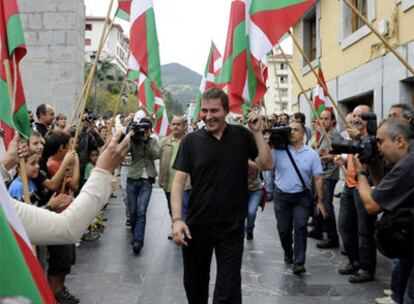 El ex portavoz de la ilegalizada Batasuna durante el acto de homenaje que se le ha dedicado en Martutene