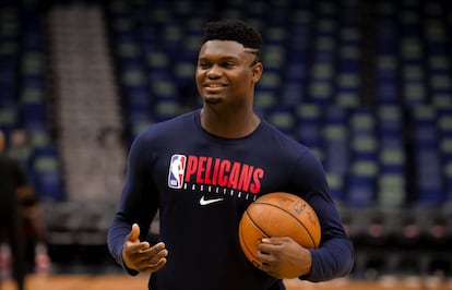 Zion Williamson, poco antes del Pelicans-Rockets, el 29 de diciembre.