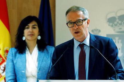 La presidenta del CSD, María José Rienda, y el ministro José Guirao, el martes, en Madrid.