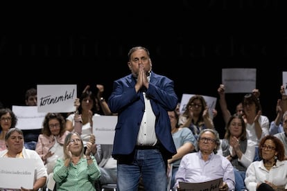 Oriol Junqueras, exvicepresidente de Cataluña, el 23 de septiembre en la presentación de su candidatura para liderar ERC.