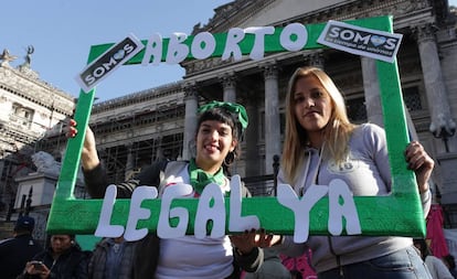 Una protesta en Buenos Aires a favor del aborto legal.