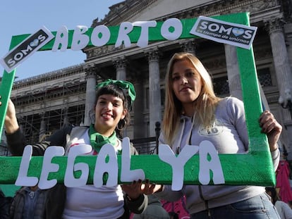Una protesta en Buenos Aires a favor del aborto legal. 
