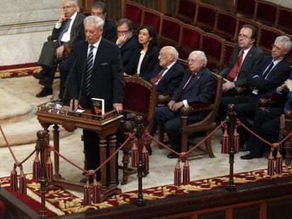 El premio Nobel Mario Vargas Llosa, durante la presentaci&oacute;n de la edici&oacute;n conmemorativa del cincuentenario de &#039;La ciudad y los perros&#039;, el pasado mes de junio en Madrid