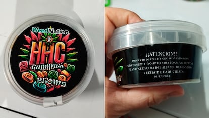 Paquete de gominolas con hexahidrocannabinol retirado del mercado tras la intoxicación de dos personas en Madrid, en una imagen distribuida por la AESAN.