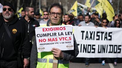 Manifestaci&oacute;n de taxistas en Barcelona el pasado 16 de marzo. 