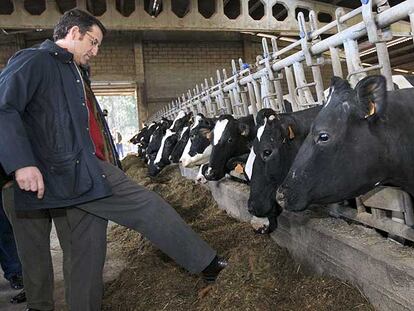 Alberto Núñez Feijóo, en una explotación ganadera