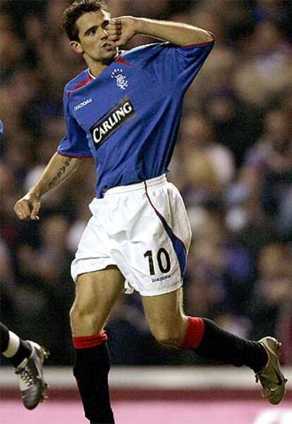 Nacho Novo celebra un gol.