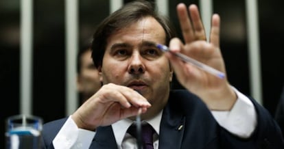 O presidente da Câmara, Rodrigo Maia, na sessão que vota a PEC 241.