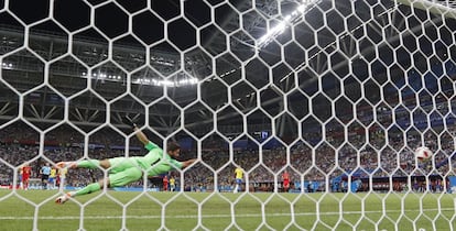 Segundo gol da Bélgica durante a partida de quartas de final da Copa do Mundo.