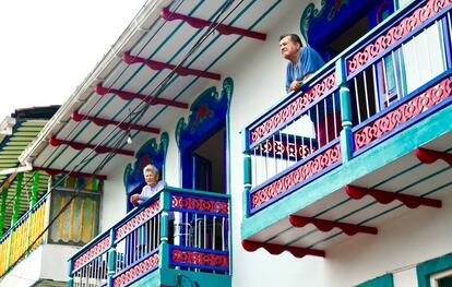 Balcones en el pueblo cafetero de Salento.