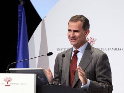 El rey Felipe VI, durante su intervenci&oacute;n en el XVIII Congreso Nacional de la Empresa Familiar.