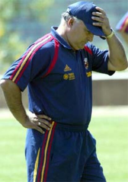 Sáez, durante un entrenamiento de la selección en Falperra.