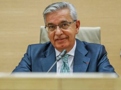 El coronel jefe de la UCO, Manuel S&aacute;nchez Corb&iacute;, durante su comparecencia en la comisi&oacute;n del Congreso.