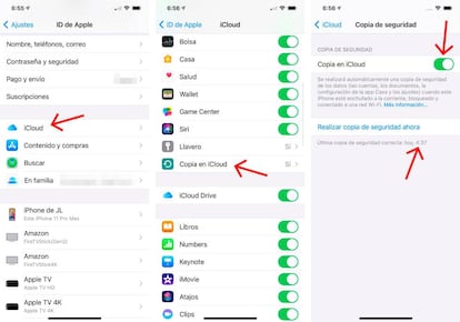 Configurar las copias de seguridad en iCloud.