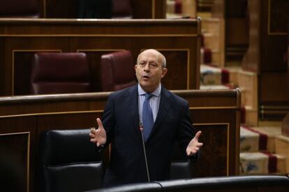 El ministro Wert en una sesión de control al Gobierno en el Congreso del pasado febrero.