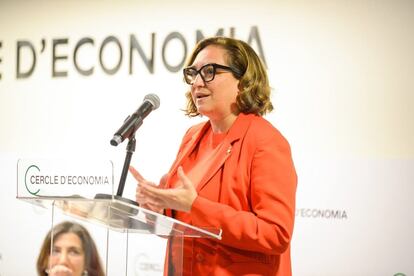 La alcaldesa de Barcelona, Ada Colau, durante una conferencia en el Cercle d'Economia, esta semana.