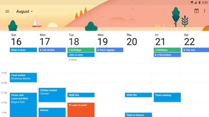 Interfaz de Google Calendar