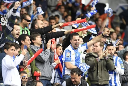 Aficionados del CD Leganés durante la temporada 2015-2016, en la que el equipo ascendió a LaLiga Santander.