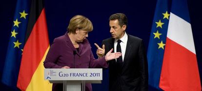 Angela Merkel y Nicolas Sarkozy, en una reuni&oacute;n del G-20 en noviembre.