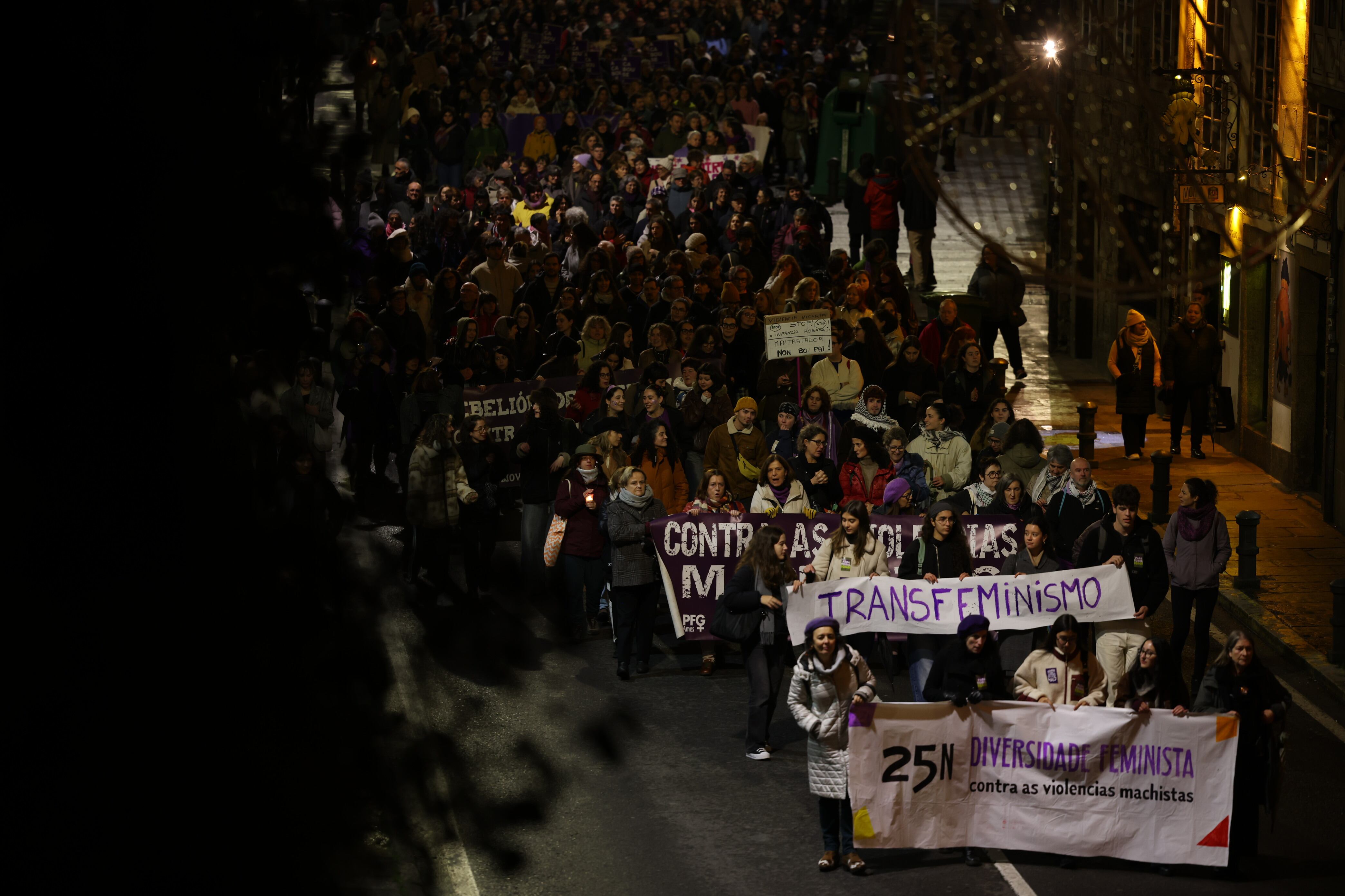 Una de las marchas del 25-N en Santiago de Compostela.