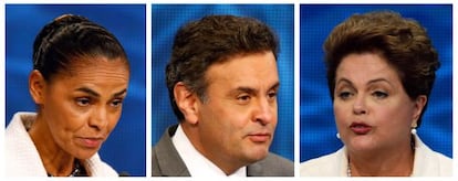 Marina Silva, Aécio Neves e Dilma Rousseff.