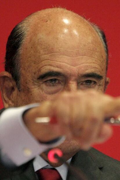 Emilio Botín durante la presentación de resultados, ayer en Madrid.