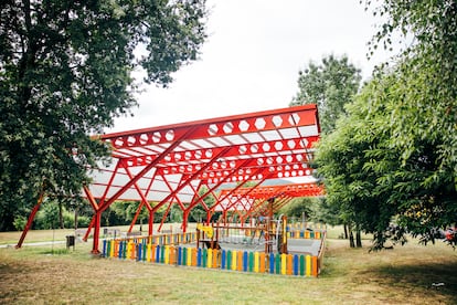 Un parque de Brión, el 18 de julio. 