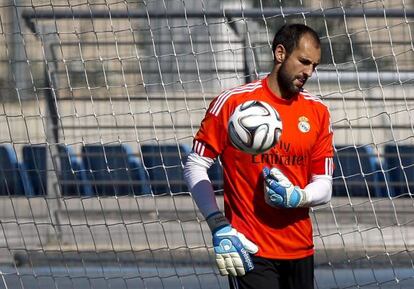 Diego López, durante un entrenamiento en Valdebebas