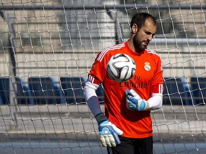 Diego López, durante un entrenamiento en Valdebebas