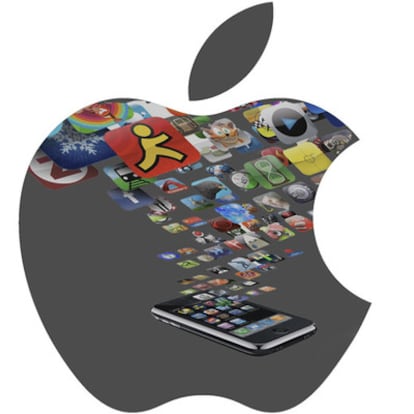 Fotomontaje de logotipos de Apple.