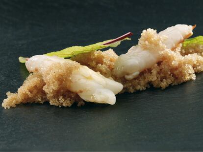 <i>Pasta de amaranto, colas de langostinos y hojas tiernas,</i> plato de Mugaritz incluido en<i> International Journal of Gastronomy and Food Science.</i>