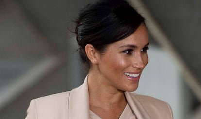 Meghan Markle, duquesa de Sussex, a su llegada al Teatro Nacional de Londres, el 27 de enero.