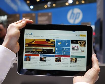 HP ElitePad 1000, nueva tableta de la compañía estadounidense para clientes empresariales que se ha presentado el martes en el Mobile World Congress de Barcelona
