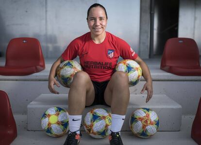 Charlyn Corral, en la Ciudad Deportiva del Atlético.