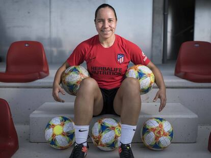 Charlyn Corral, en la Ciudad Deportiva del Atlético.