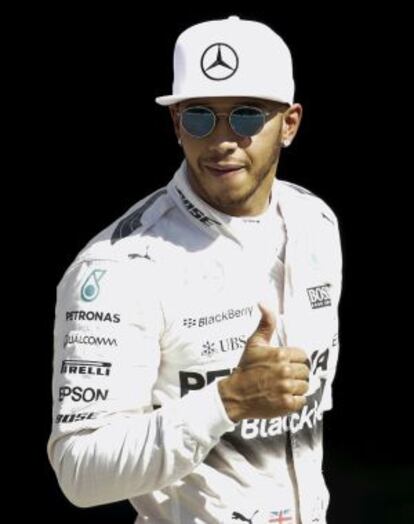 Hamilton, després d'aconseguir la 'pole' a Monza.