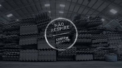 Cartel del premiado documental &#039;N&atilde;o respire &ndash; cont&eacute;m amianto&#039; (No respires, contiene amianto).