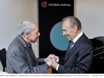 Pierre Boulez y Claudio Abbado durante el festival.