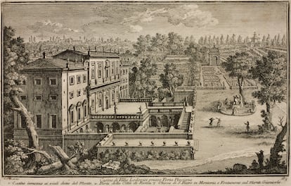 Vista del complejo de la Villa Ludovisi en un grabado de Giovanni Battista de 1683.