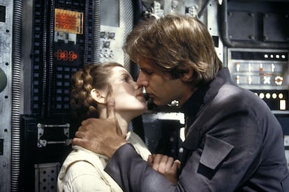 Carrie Fisher y Harrison Ford en Star Wars, el Imperio contraataca (irvin Kershner, 1980).