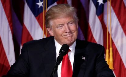 El recién elegido presidente de Estados Unidos, Donald Trump, este miércoles en Nueva York.