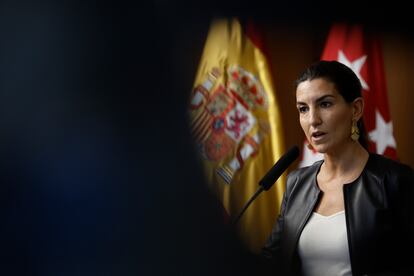 La portavoz de Vox en la Asamblea de Madrid, Rocío Monasterio, en una comparecencia en noviembre de 2023.