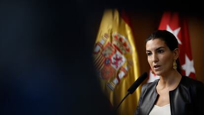 La portavoz de Vox en la Asamblea de Madrid, Rocío Monasterio, en una comparecencia en noviembre de 2023.