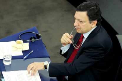 Jose Manuel Durao Barroso, en un momento del debate de la moción de censura contr la Comisión.