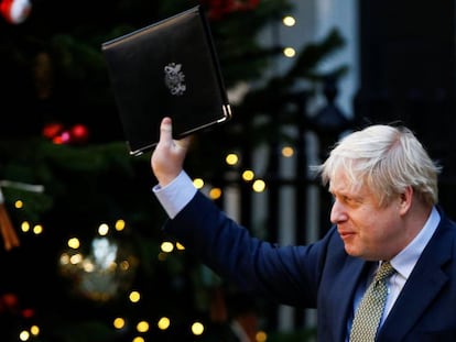 Boris Johnson, durante sua declaração nesta sexta-feira em Downing Street.