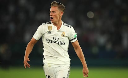 Marcos Llorente celebra su gol en la final del Mundial de Clubes.